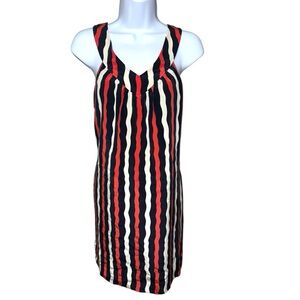 Women’s Marc Jacobs Navy/Cream/Orange A-Line Striped Dress - XS